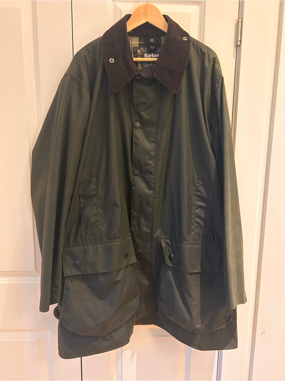 Vintage Barbour Men's Border Waxed Jacket with warm zip-in XL